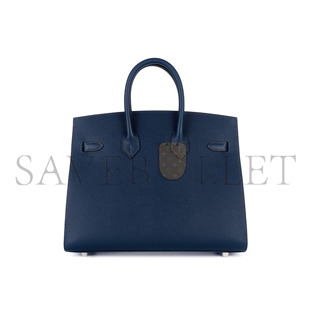 HERMES BIRKIN 25 EPSOM LEATHER ROYAL BLUE SILVER BUCKLE BAG 1274381 (25*20*13cm)